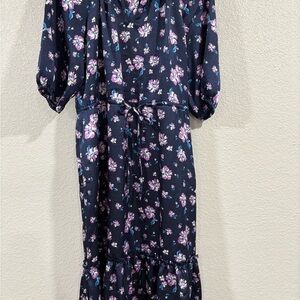 Draper James Navy Dress with Pink Floral Pattern